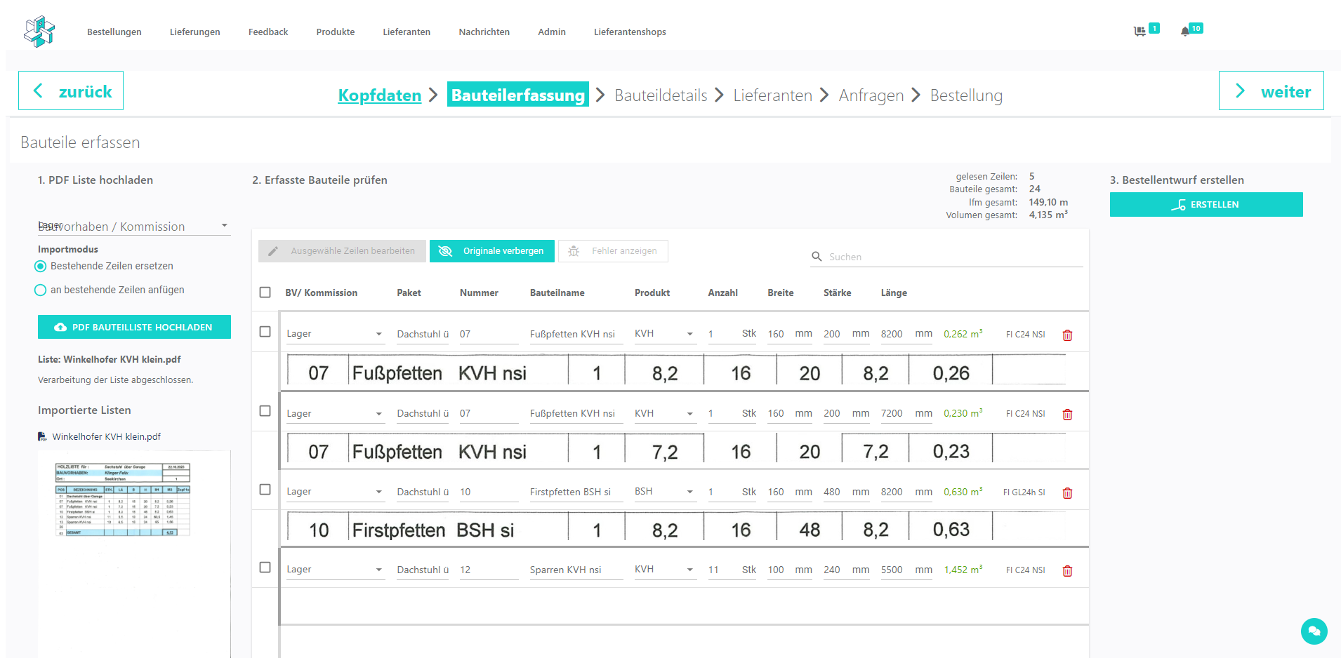 Arduvi Screenshot Händische Eingabe von Bauteillisten ist Vergangenheit